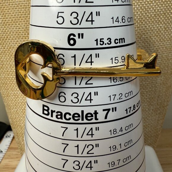 Kate Spade Gold Plated Heart Key Bangle Bracelet 6.75 Inch - Picture 3 of 15